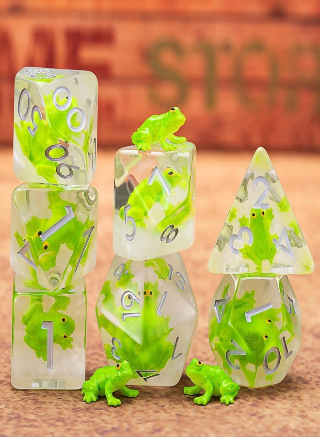 weyano D&D Frog Dice Set, Resin Polyhedral Dice for Dungeons and Dragons, RPG, MTG DND 7-DIE (D4, D6, D8, D10, D12, D20, D%) - Image 5